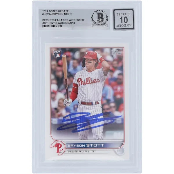 Bryson Stott Signed 2022 Topps Update #US224 Rookie Card | Graded 10