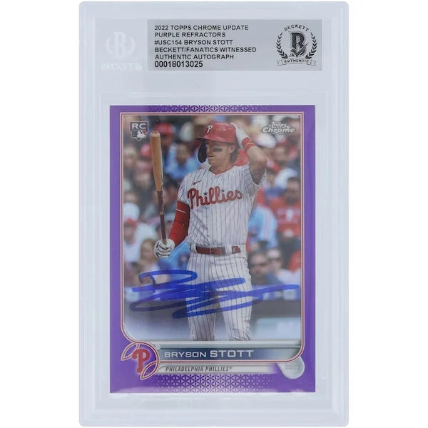 Bryson Stott Signed 2022 Topps Update Purple Refractor #USC154 | Rookie Card