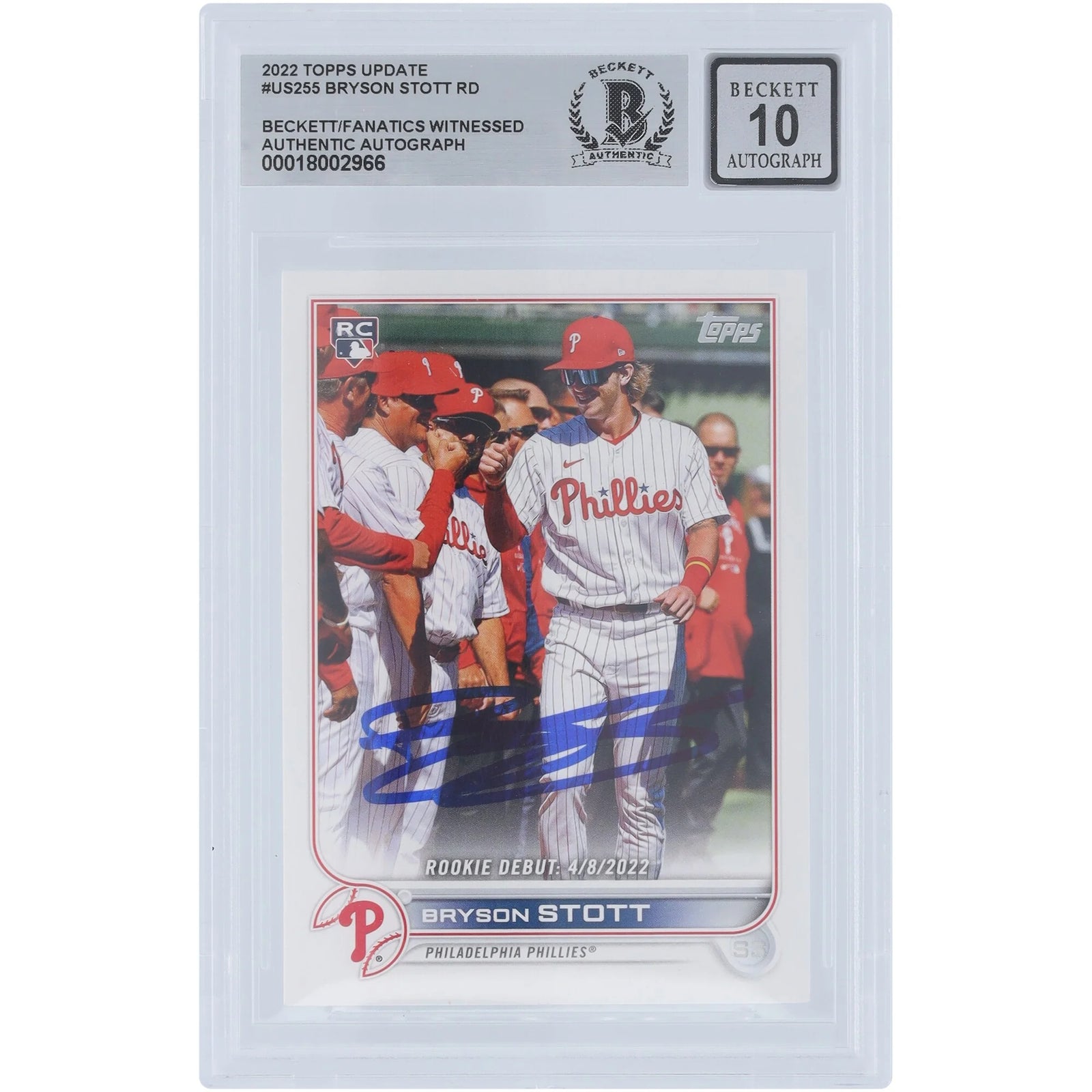 Bryson Stott Signed 2022 Topps Update #US255 Rookie Card | Beckett 10