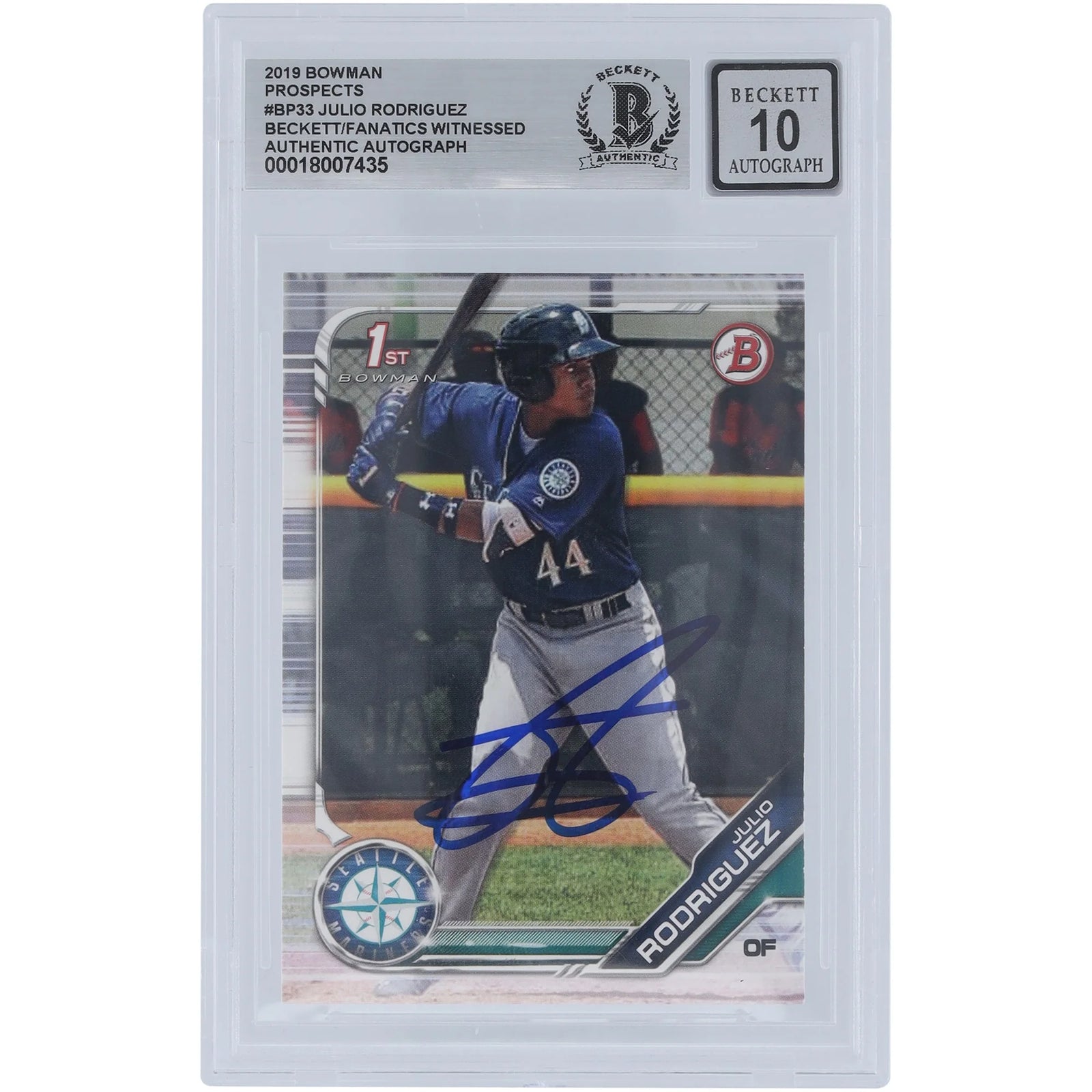 Julio Rodriguez Signed 2019 Bowman Prospects #BP-33 | Graded 10