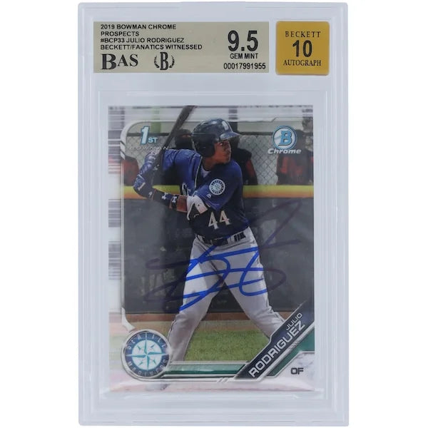 Julio Rodriguez Signed 2019 Bowman Chrome #BCP-33 | Graded 9.5