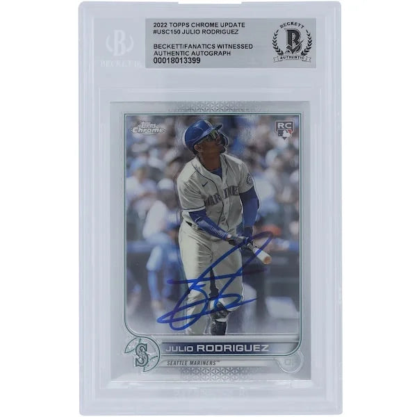 Julio Rodriguez Signed 2022 Topps Chrome Update #USC150 Rookie Card | Beckett Authenticate
