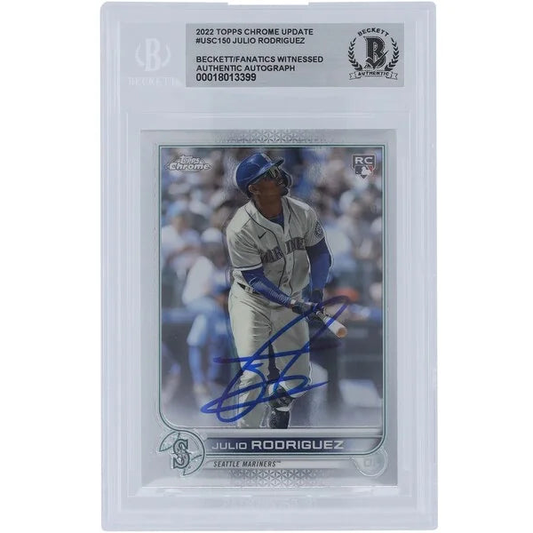 Julio Rodriguez Signed 2022 Topps Chrome Update #USC150 Rookie Card | Beckett Authenticate