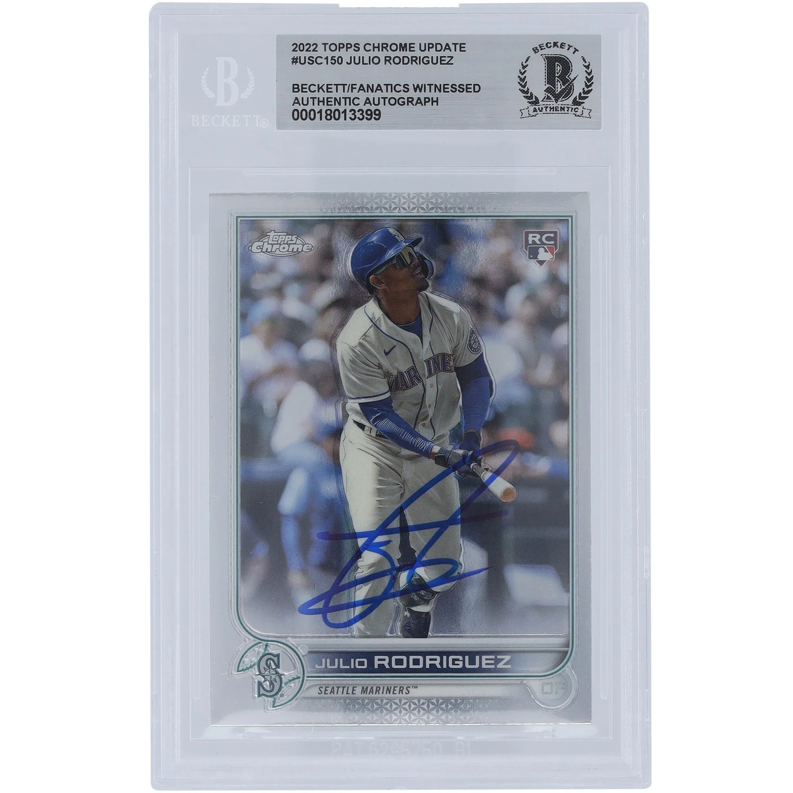 Julio Rodriguez Signed 2022 Topps Chrome Update #USC150 Rookie Card | Beckett Authenticate