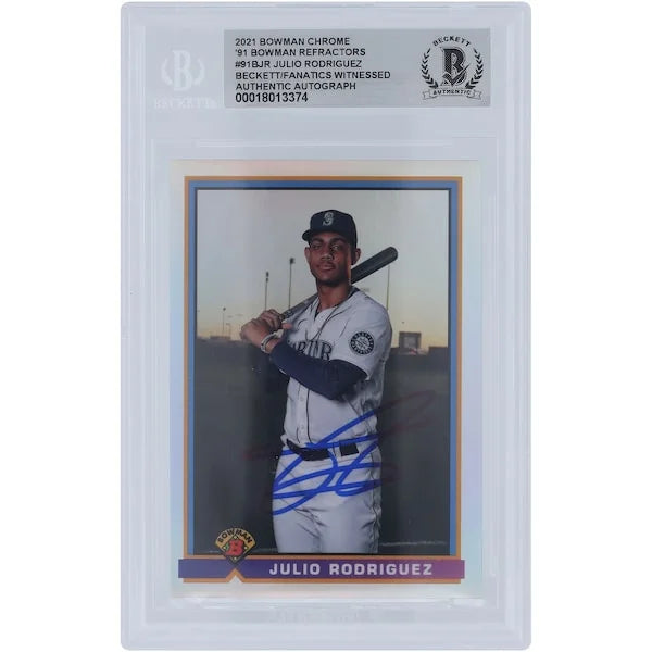 Julio Rodriguez Signed 2021 Bowman Chrome #91B-JR | Authenticated