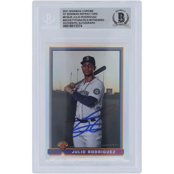Julio Rodriguez Signed 2021 Bowman Chrome #91B-JR | Authenticated