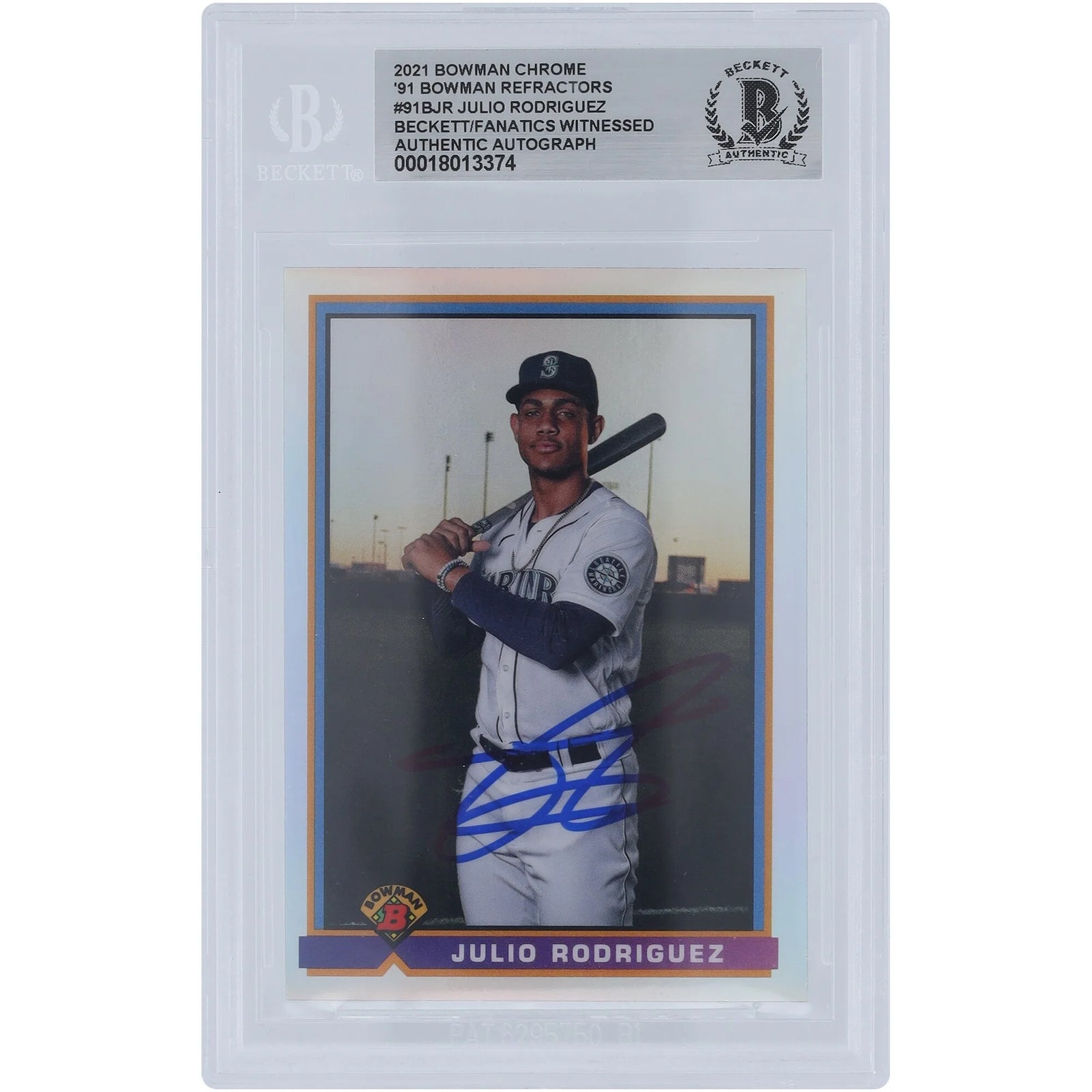 Julio Rodriguez Signed 2021 Bowman Chrome #91B-JR | Authenticated