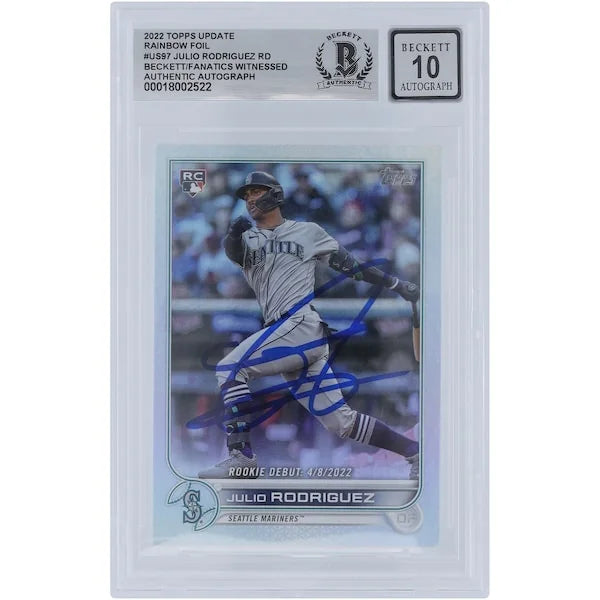 Julio Rodriguez Signed 2022 Topps Update Rainbow Foil #US97 | Graded 10 Rookie Card