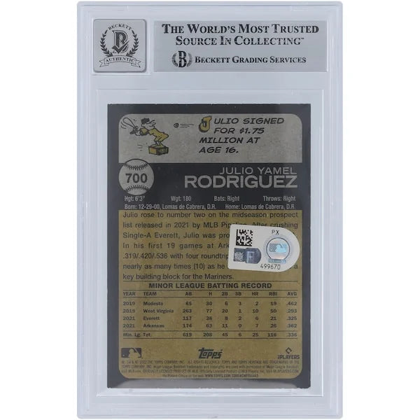 Julio Rodriguez Signed 2022 Topps Heritage #700 Rookie Card | Authenticated