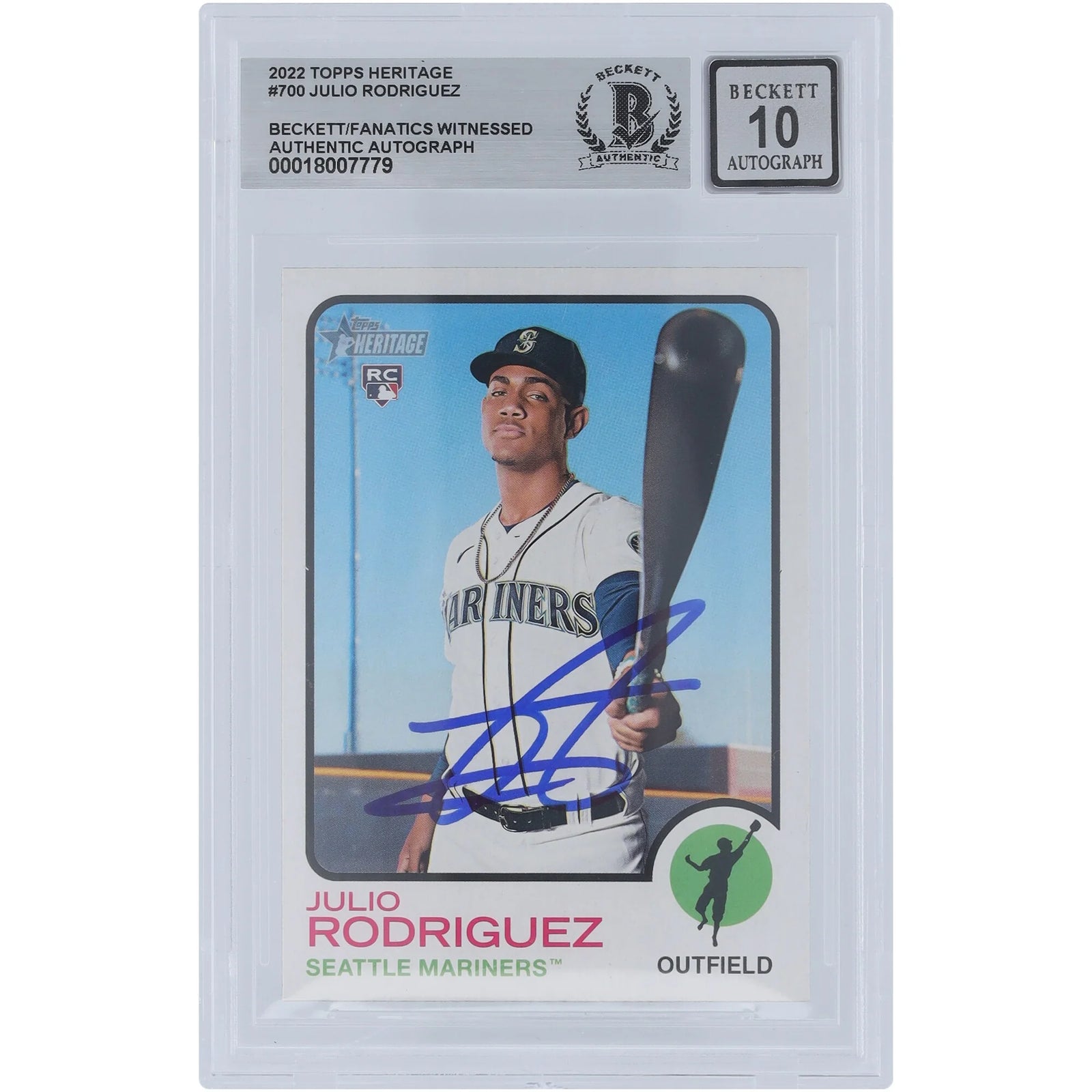 Julio Rodriguez Signed 2022 Topps Heritage #700 Rookie Card | Authenticated