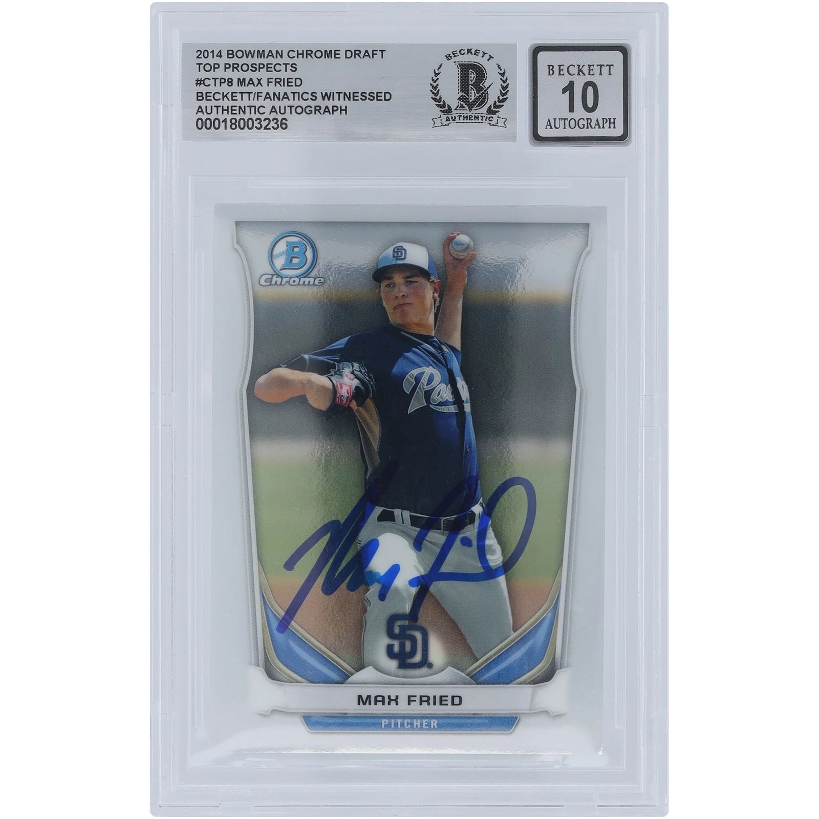 Max Fried Signed 2014 Bowman Chrome Draft Top Prospects #CTP-8 | Graded 10