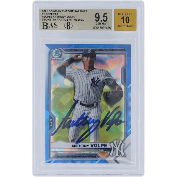 Anthony Volpe Signed 2021 Bowman Chrome Prospects Sapphire #BCP-85 | Graded 9.5