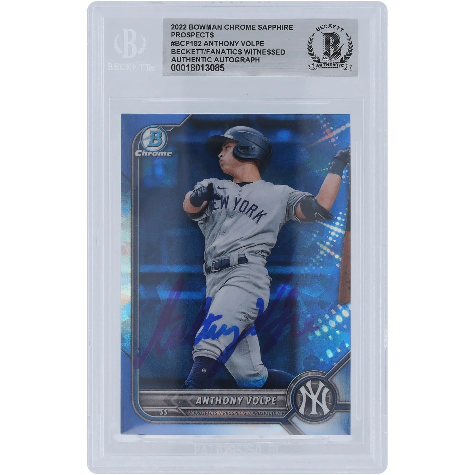 Anthony Volpe Signed 2022 Bowman Chrome Prospects Sapphire #BCP-182 | Authenticated