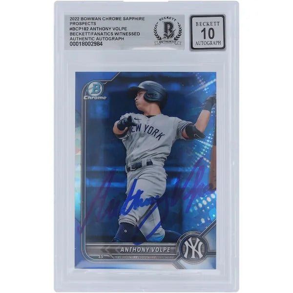 Anthony Volpe Signed 2022 Bowman Chrome Prospects Sapphire #BCP-182 | Graded 10