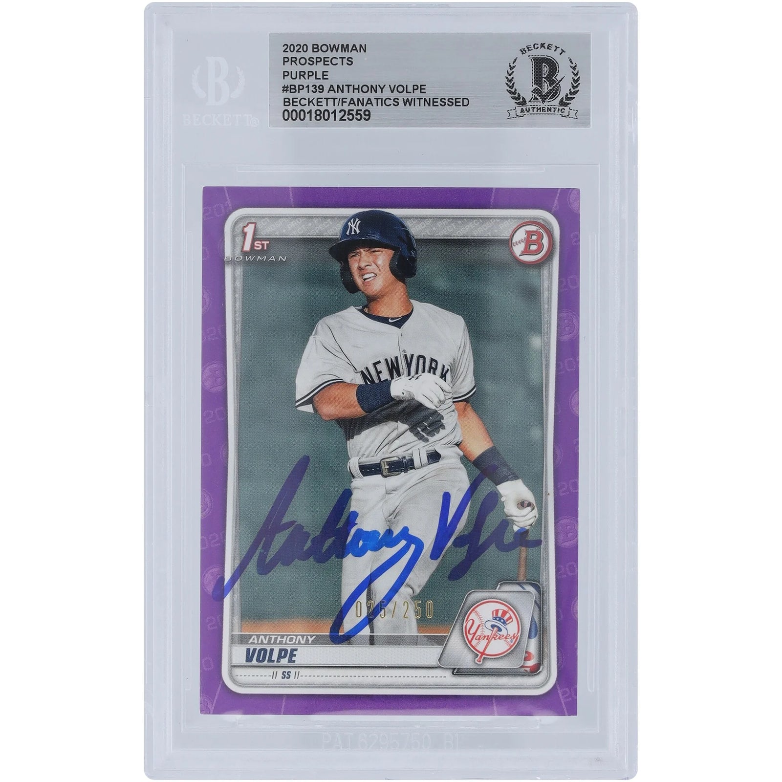 Anthony Volpe Signed 2020 Bowman Prospects Purple #BP-139 | #/250