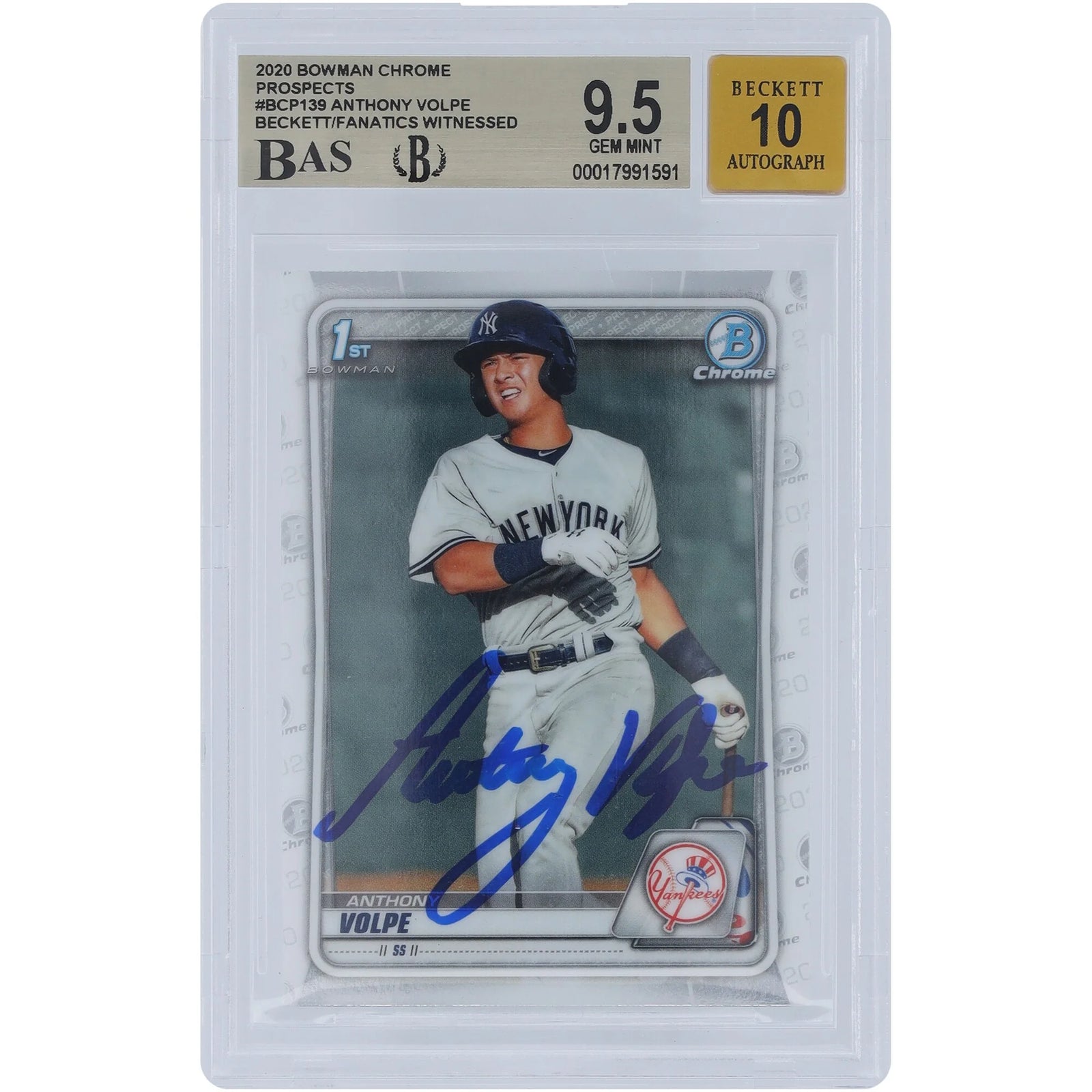 Anthony Volpe Signed 2020 Bowman Chrome Prospects #BCP-139 | Graded 9.5