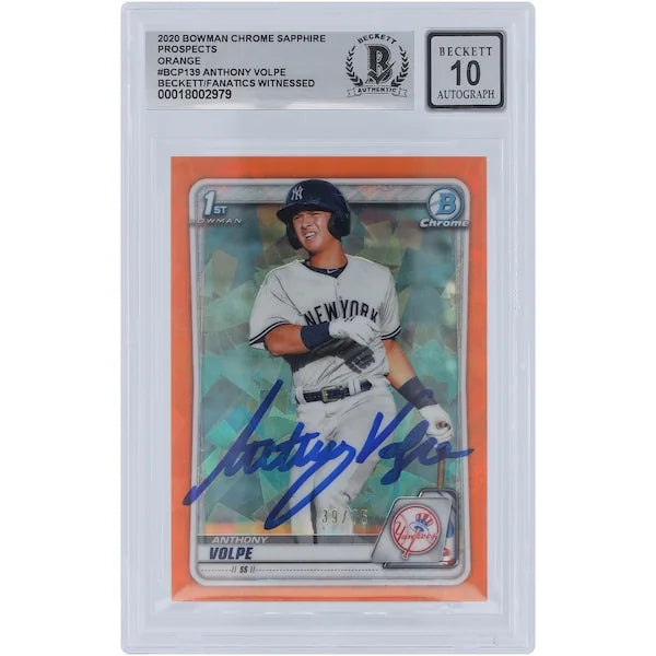 Anthony Volpe Signed 2020 Bowman Chrome Prospects Sapphire Orange #BCP-139 | Grade 10