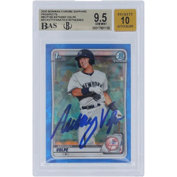 Anthony Volpe Signed 2020 Bowman Chrome Prospects Sapphire #BCP-139 | Graded 9.5