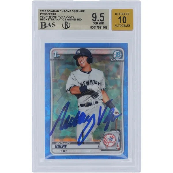 Anthony Volpe Signed 2020 Bowman Chrome Prospects Sapphire #BCP-139 | Graded 9.5