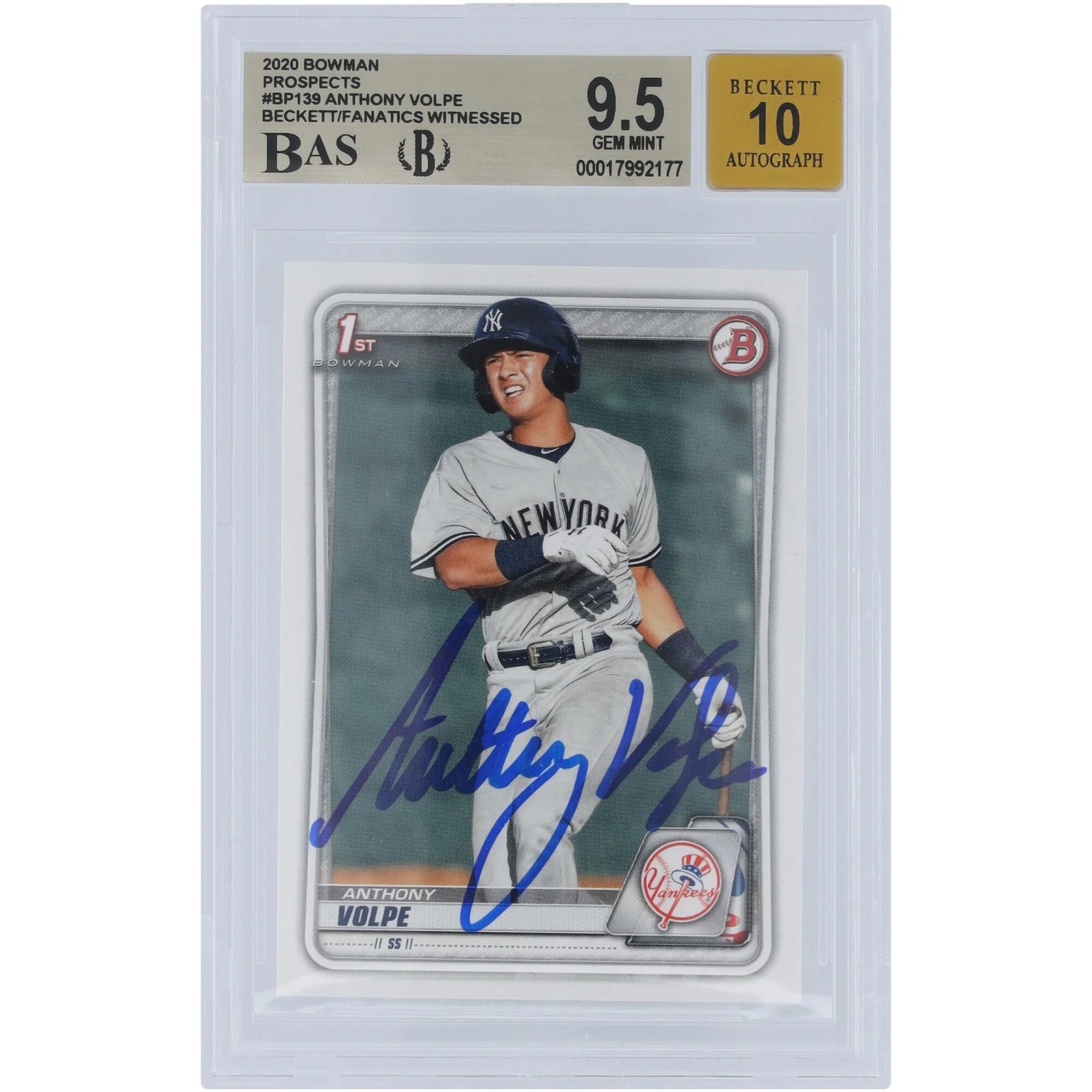Anthony Volpe Signed 2020 Bowman Prospects #BP-139 | Graded 9.5