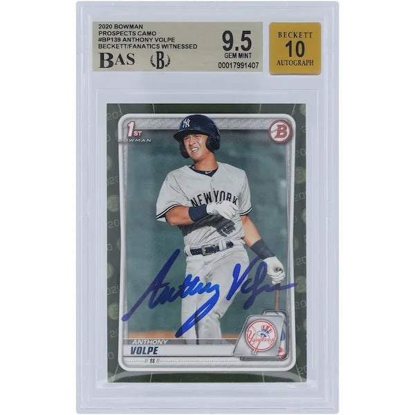 Anthony Volpe Signed 2020 Bowman Prospects Camo Card | BGS 9.5