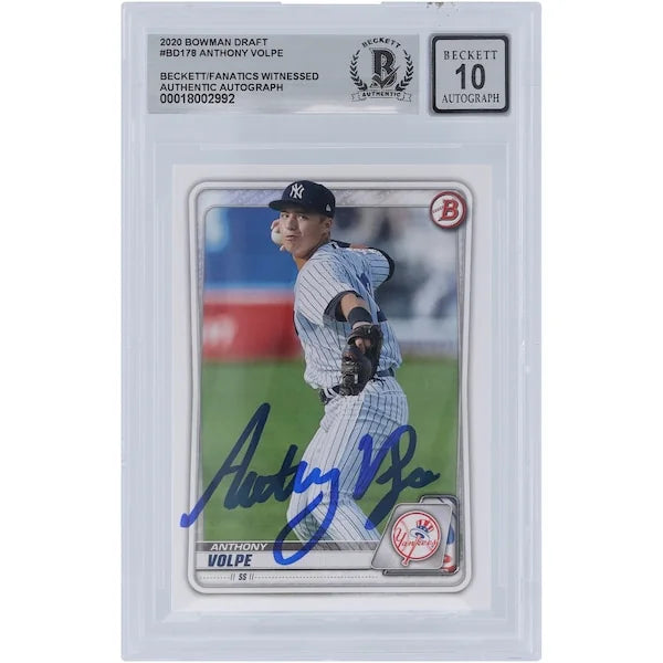Anthony Volpe Signed 2020 Bowman Draft #BD-178 | Graded 10