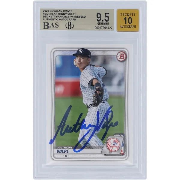 Anthony Volpe Signed 2020 Bowman Draft #BD-178 Card | Graded 9.5