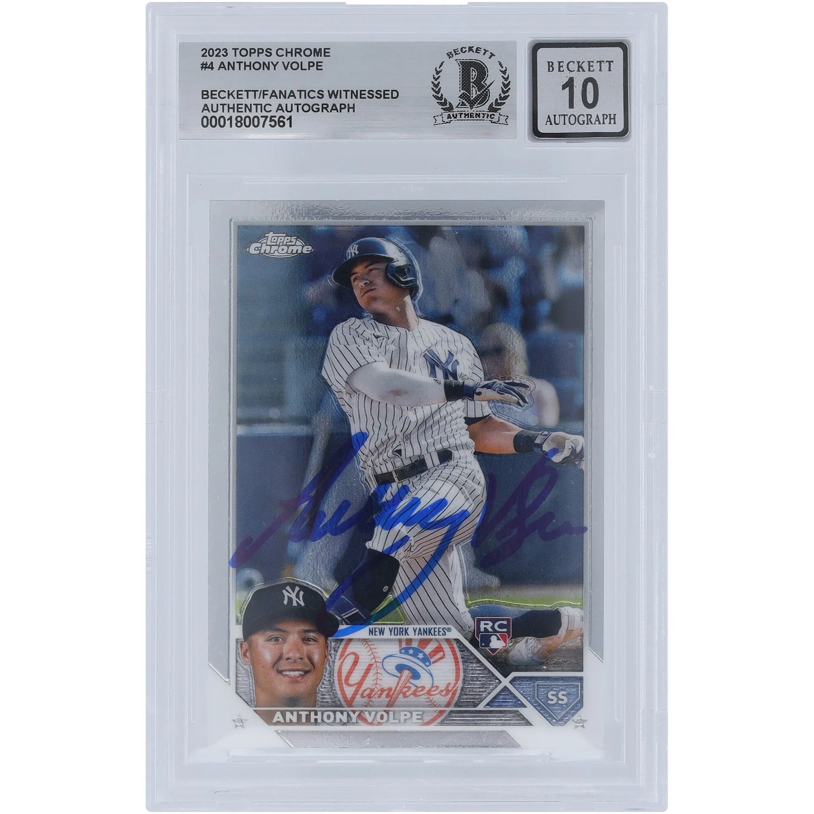 Anthony Volpe Signed 2023 Topps Chrome #4 Rookie Card | Graded 10
