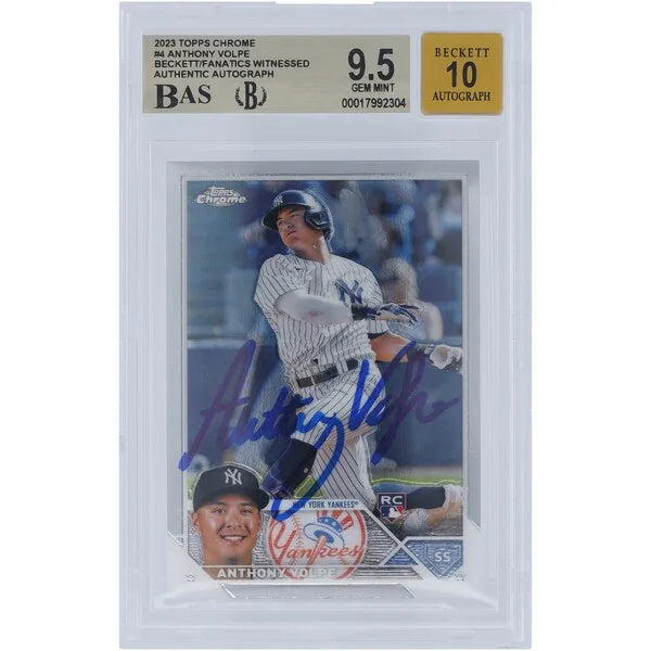 Anthony Volpe Signed 2023 Topps Chrome #4 Rookie Card | Graded 9.5