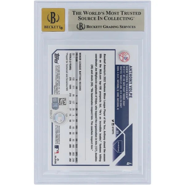 Anthony Volpe Signed 2023 Topps Chrome #4 Rookie Card | Graded 9.5