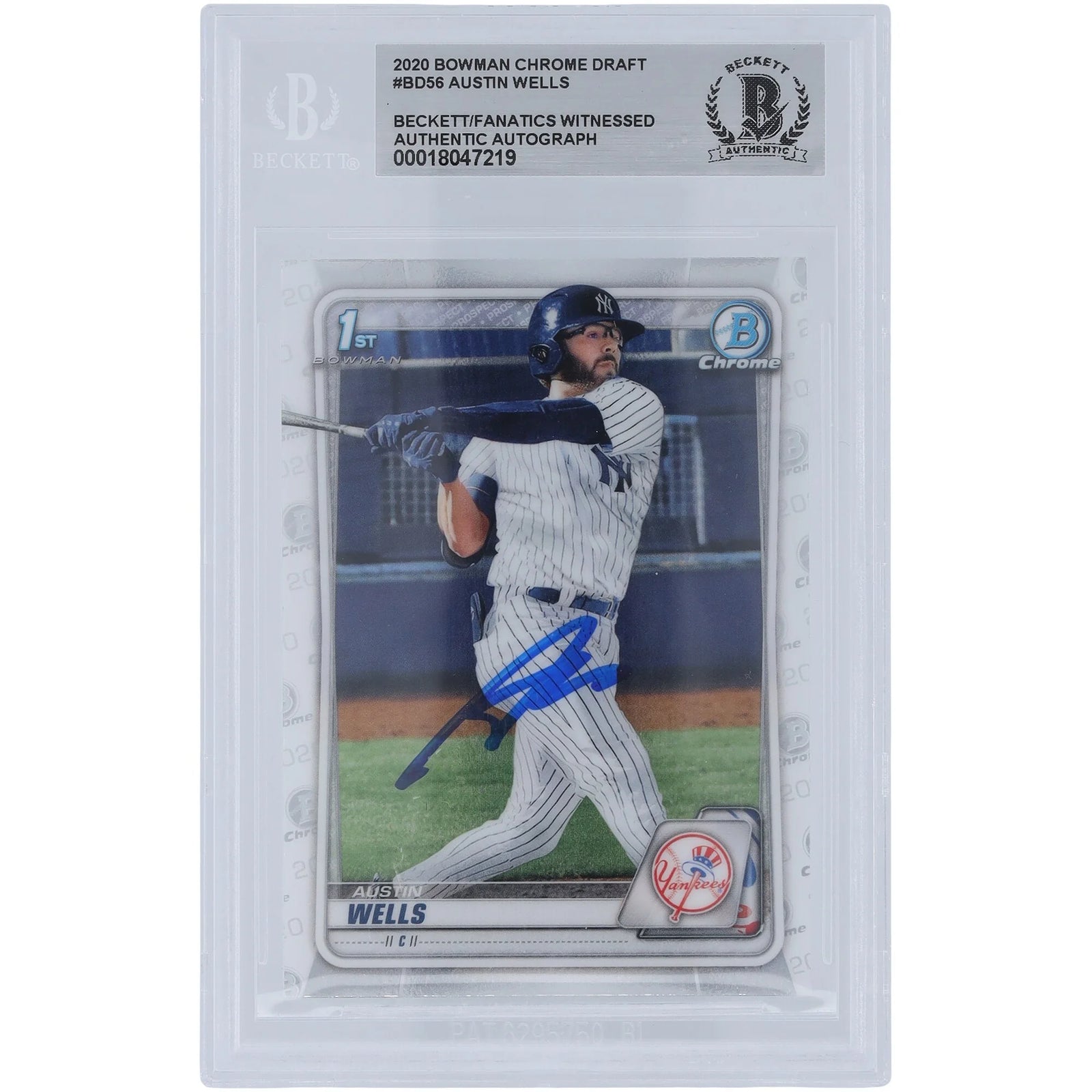 Austin Wells Signed 2020 Bowman Chrome Draft #BD-56 | Beckett Authenticated