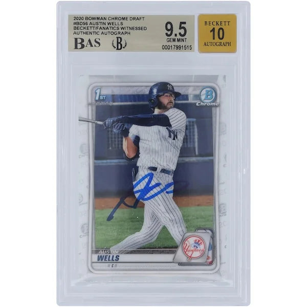 Austin Wells Signed 2020 Bowman Chrome Draft #BD-56 | BGS 9.5