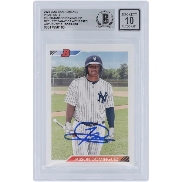 Jasson Dominguez Signed 2020 Bowman Heritage Prospects #BHP-8 | Graded 10