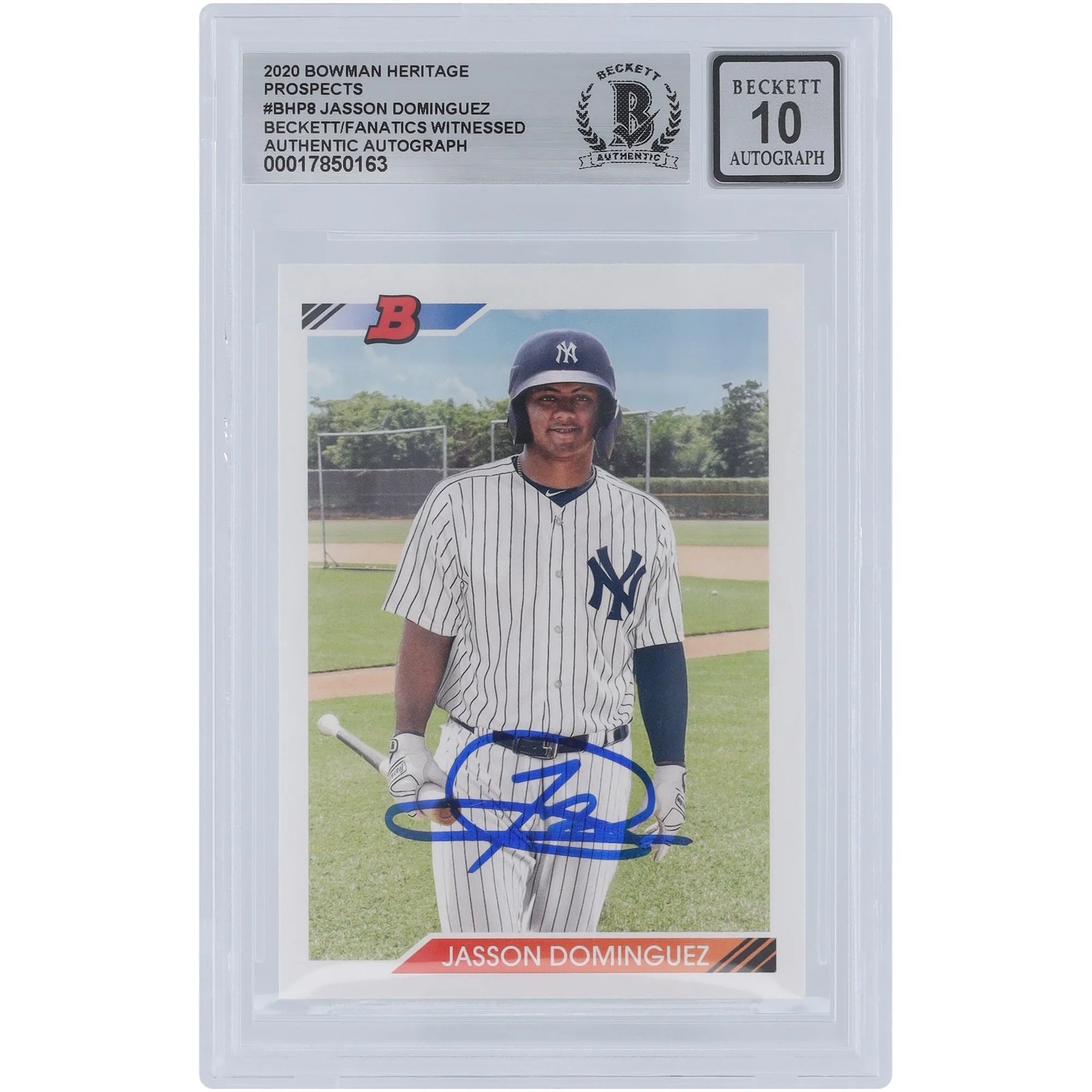 Jasson Dominguez Signed 2020 Bowman Heritage Prospects #BHP-8 | Graded 10