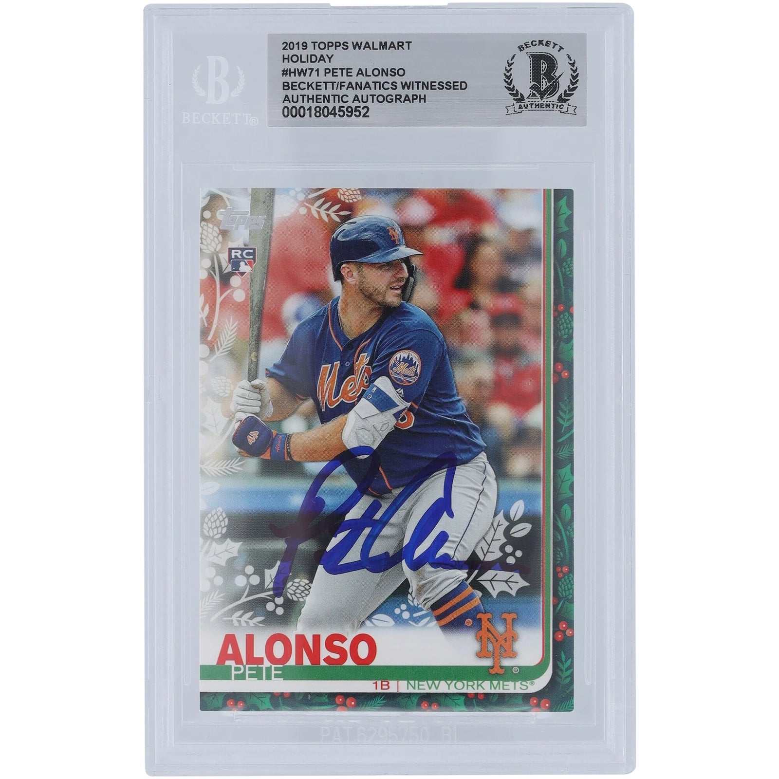 Pete Alonso Signed 2019 Topps Holiday Walmart #HW71 Rookie Card | Beckett Authenticated