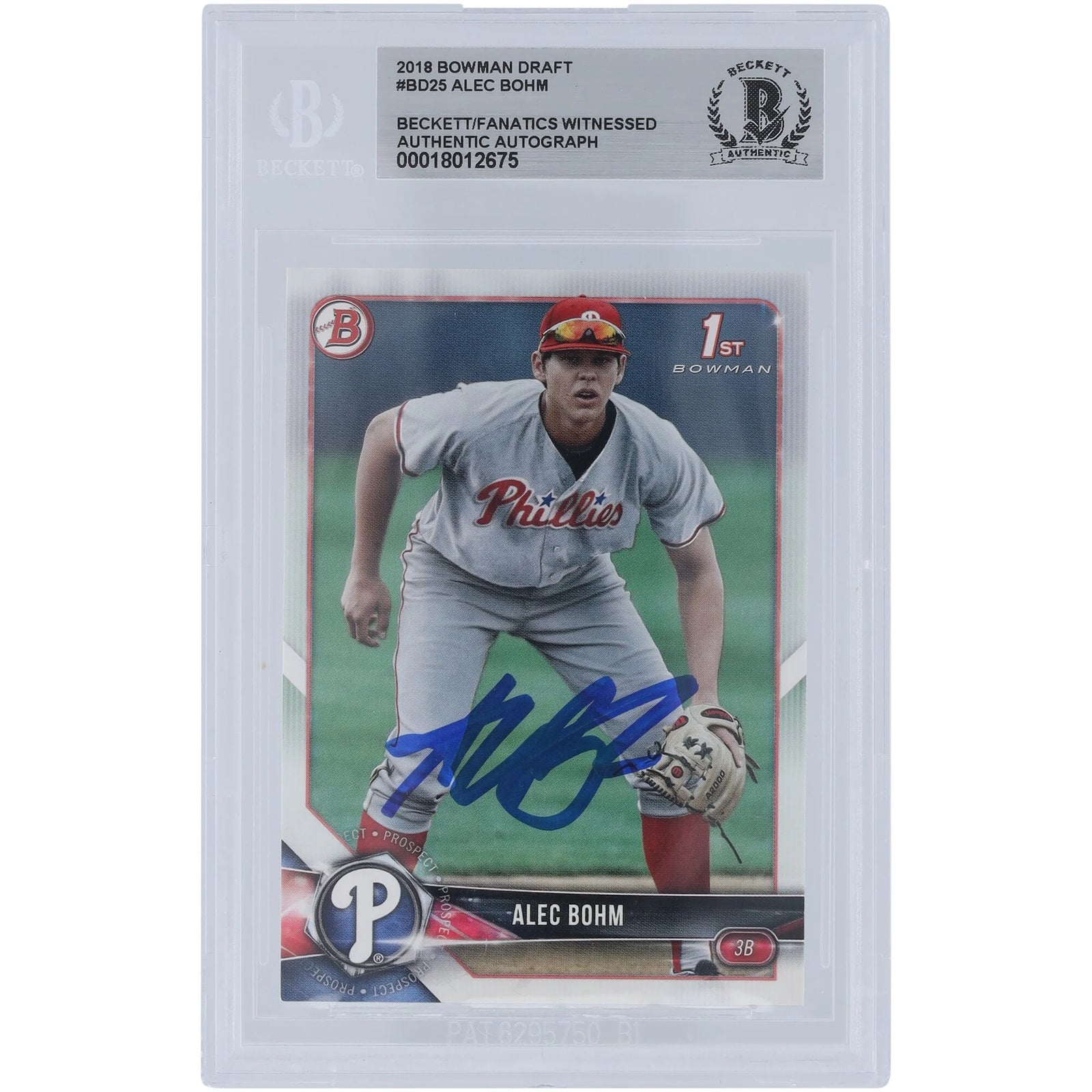 Alec Bohm Signed 2018 Bowman Draft #BD-25 Card | Phillies