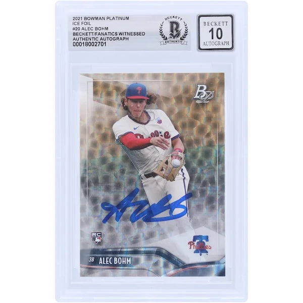 Alec Bohm Signed 2021 Bowman Platinum Ice Foil #20 Rookie Card | Graded 10