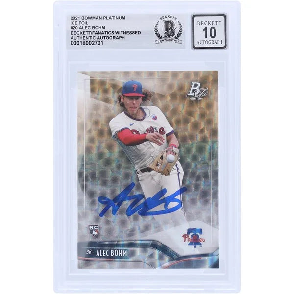 Alec Bohm Signed 2021 Bowman Platinum Ice Foil #20 Rookie Card | Graded 10