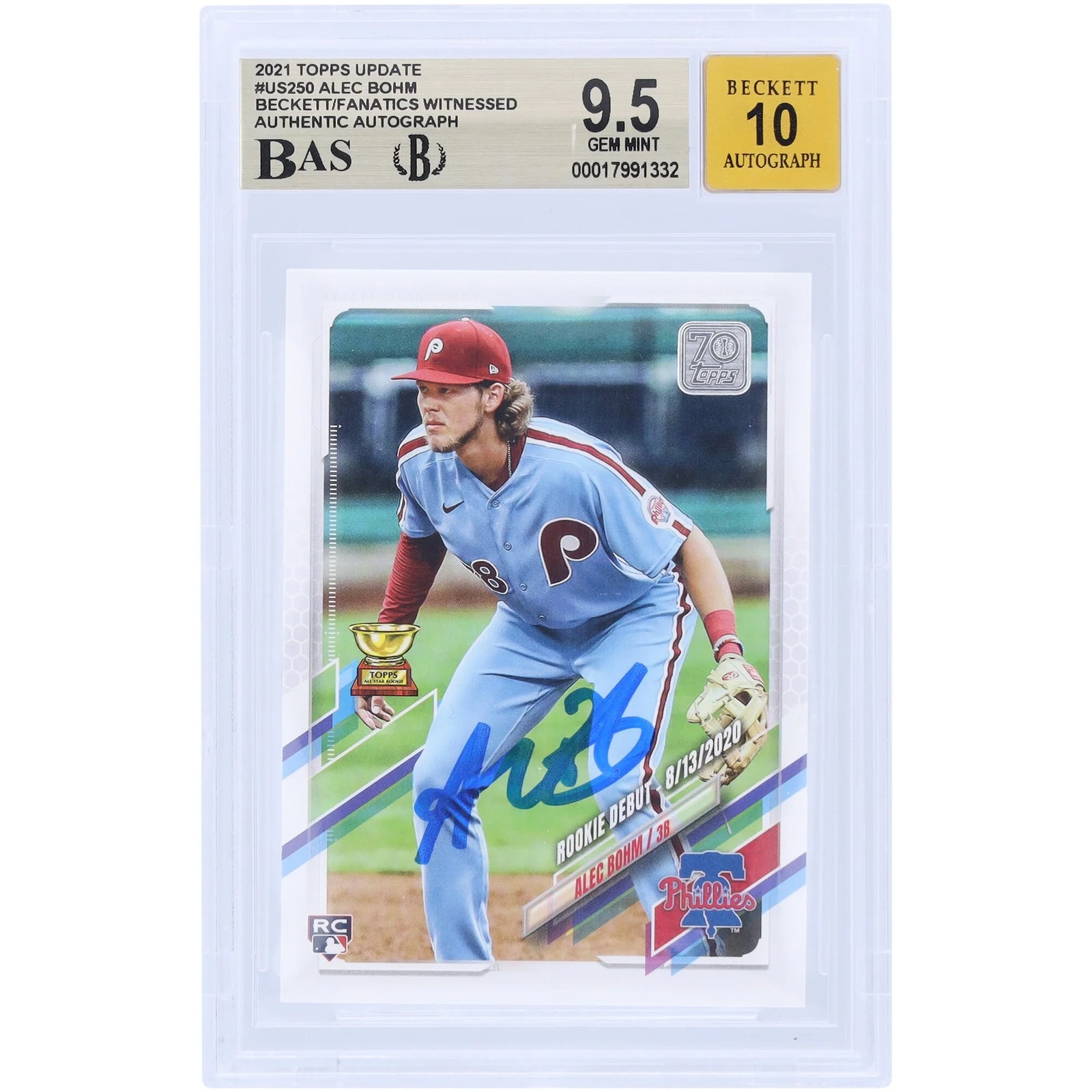 Alec Bohm Signed 2021 Topps Update #US250 Rookie Card | BGS 9.5