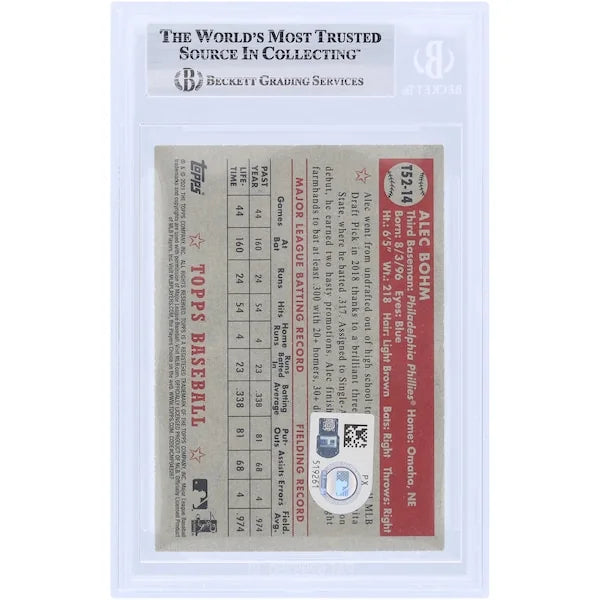 Alec Bohm Signed 2021 Topps '52 Redux Rookie #T52 Card | Beckett Witnessed