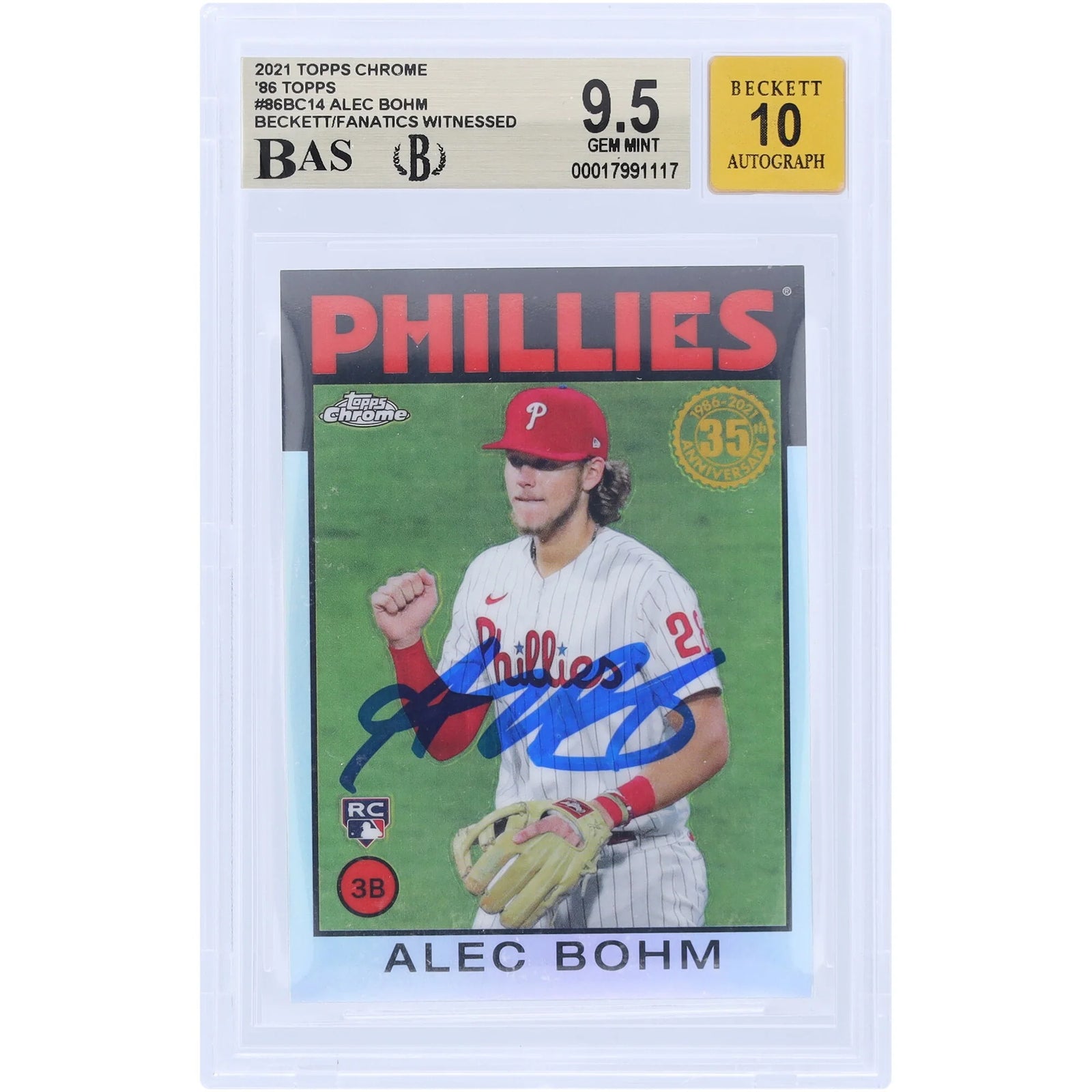 Alec Bohm Signed 2021 Topps Chrome '86 Topps Rookie Card | Beckett 9.5