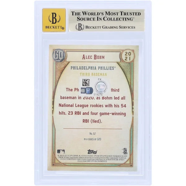 Alec Bohm Signed 2021 Topps GQ #57 Rookie Card | Graded 9.5