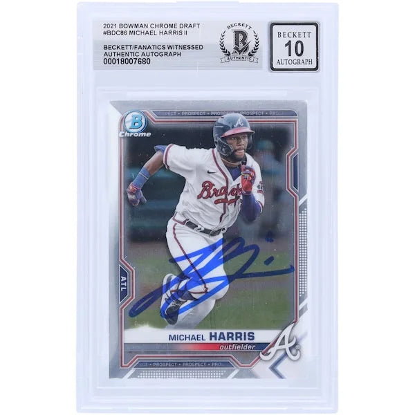 Michael Harris II Signed 2021 Bowman Chrome Draft #BDC-86 | Graded 10