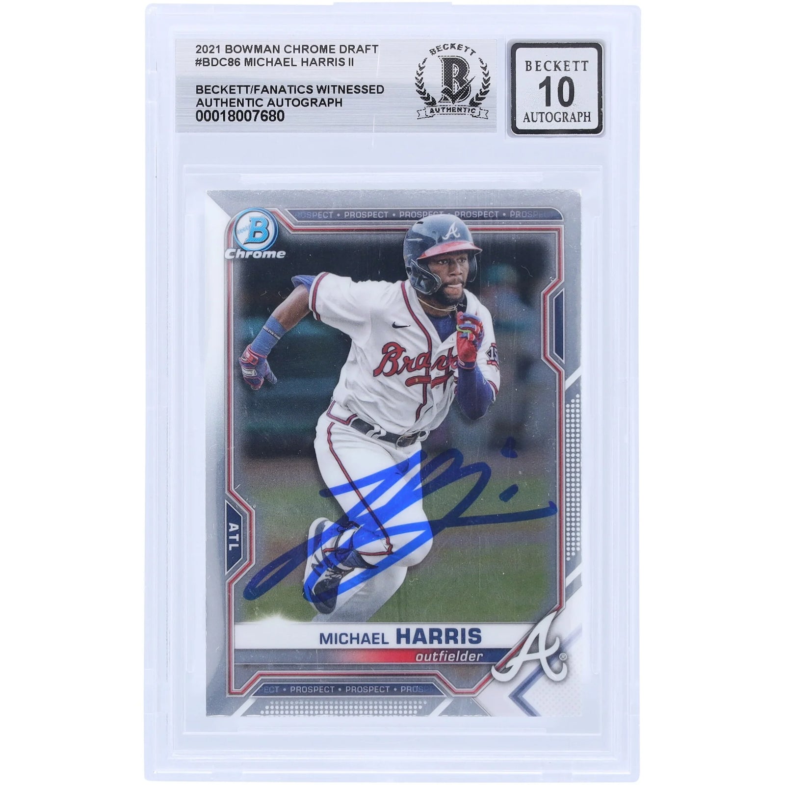 Michael Harris II Signed 2021 Bowman Chrome Draft #BDC-86 | Graded 10