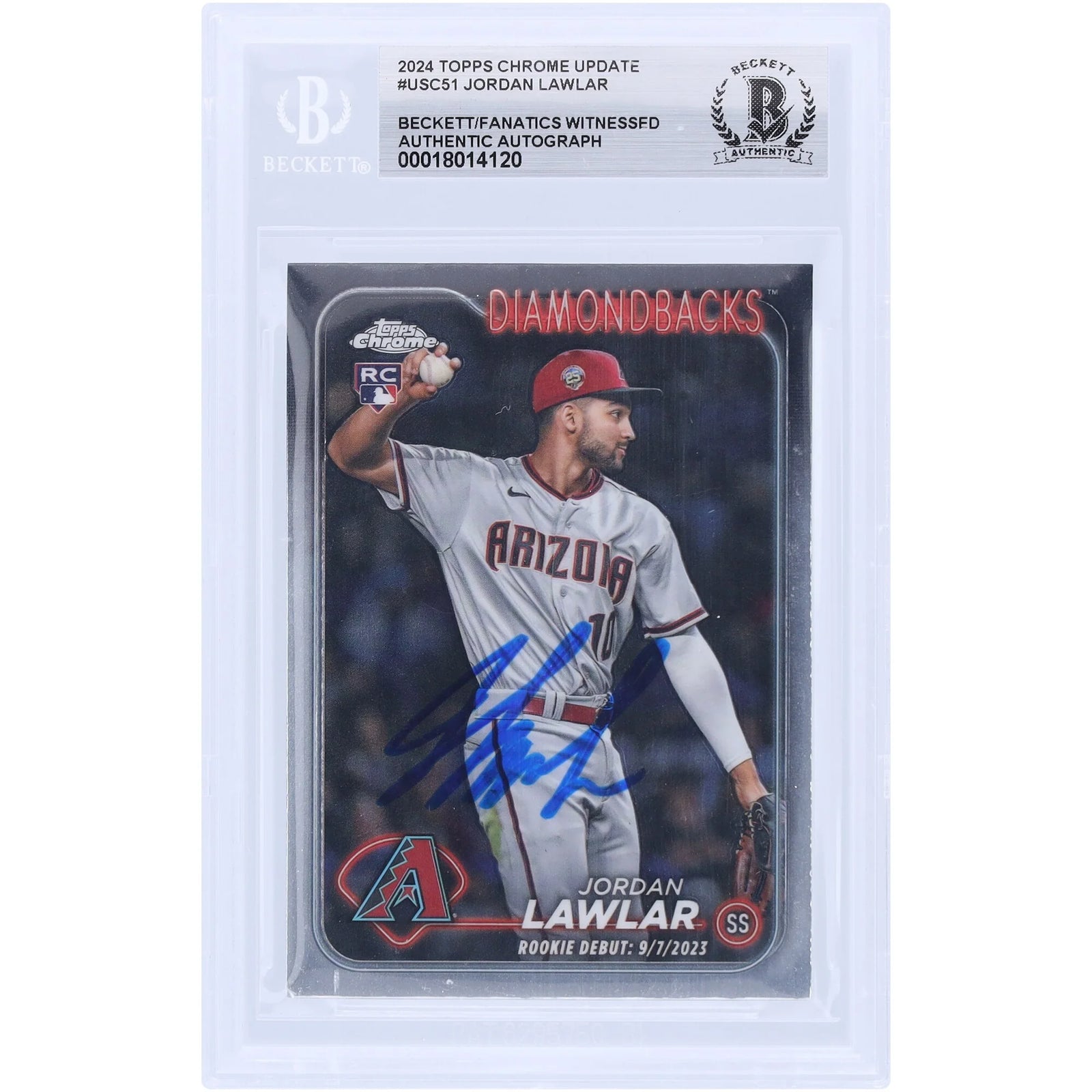 Jordan Lawlar Signed 2024 Topps Chrome Update Rookie Card | Authenticated