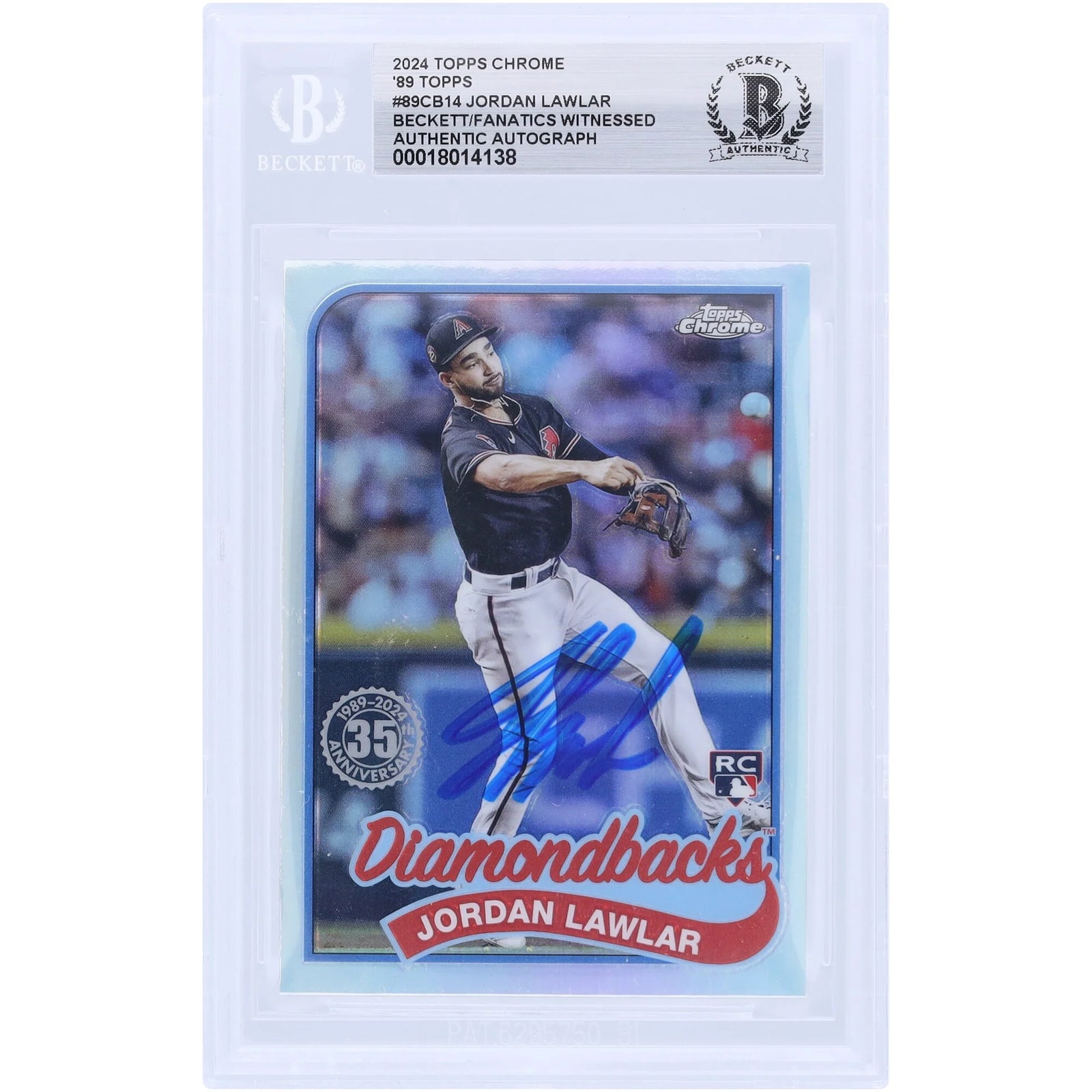 Jordan Lawlar Signed 2024 Topps Chrome 89 Topps Rookie Card | Beckett Authenticated