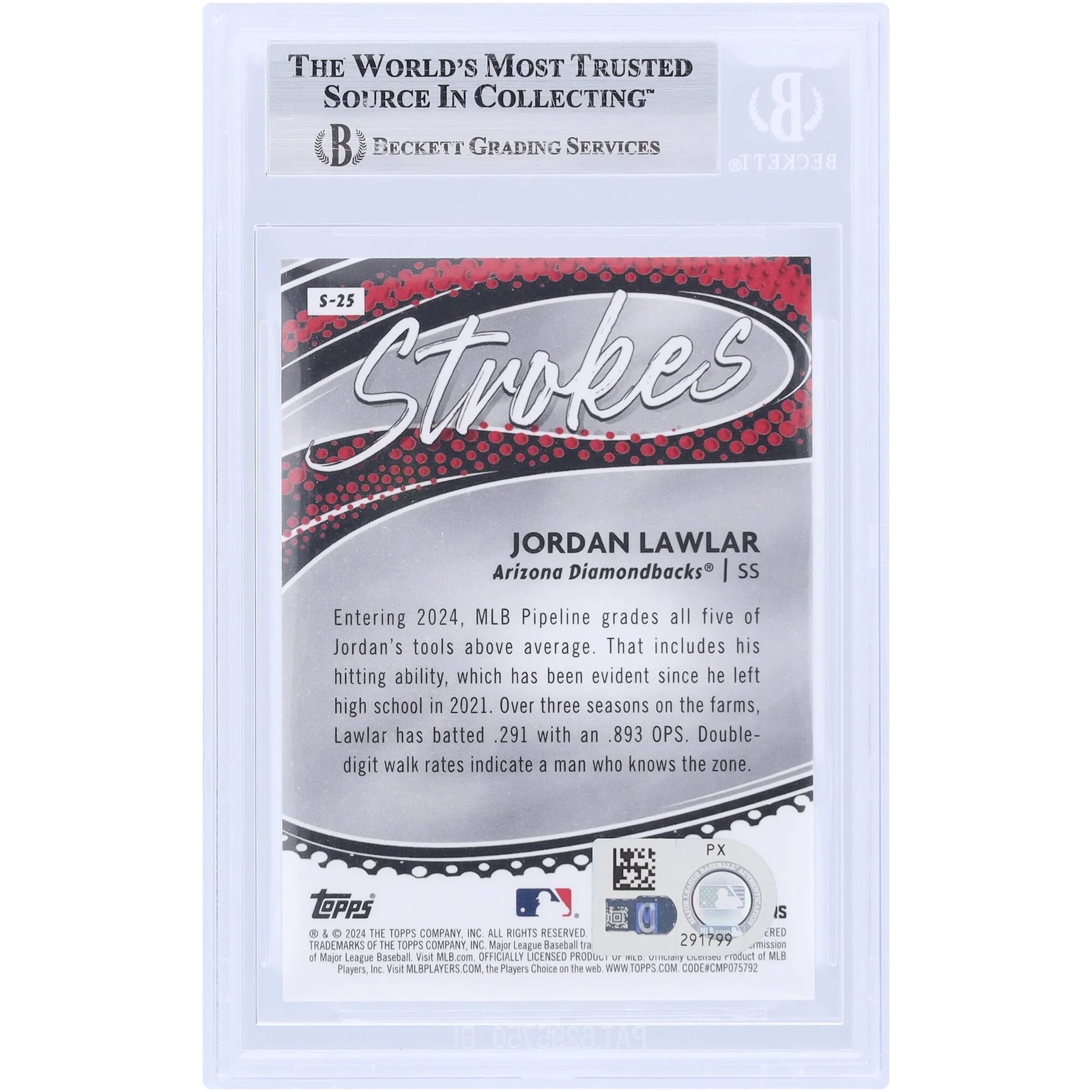 Jordan Lawlar Signed 2024 Topps Chrome Strokes Rookie Card | Beckett Witnessed