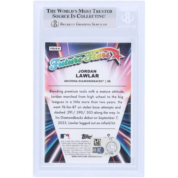 Jordan Lawlar Signed 2024 Topps Chrome Logofractor Future Stars Rookie Card | Beckett Auth
