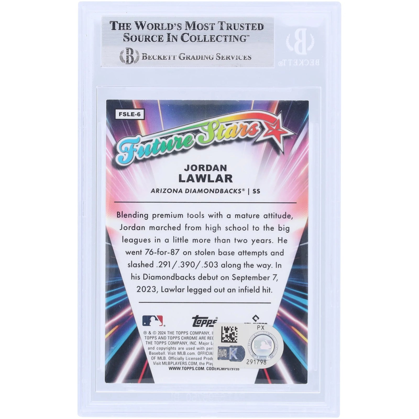 Jordan Lawlar Signed 2024 Topps Chrome Logofractor Future Stars Rookie Card | Beckett Auth