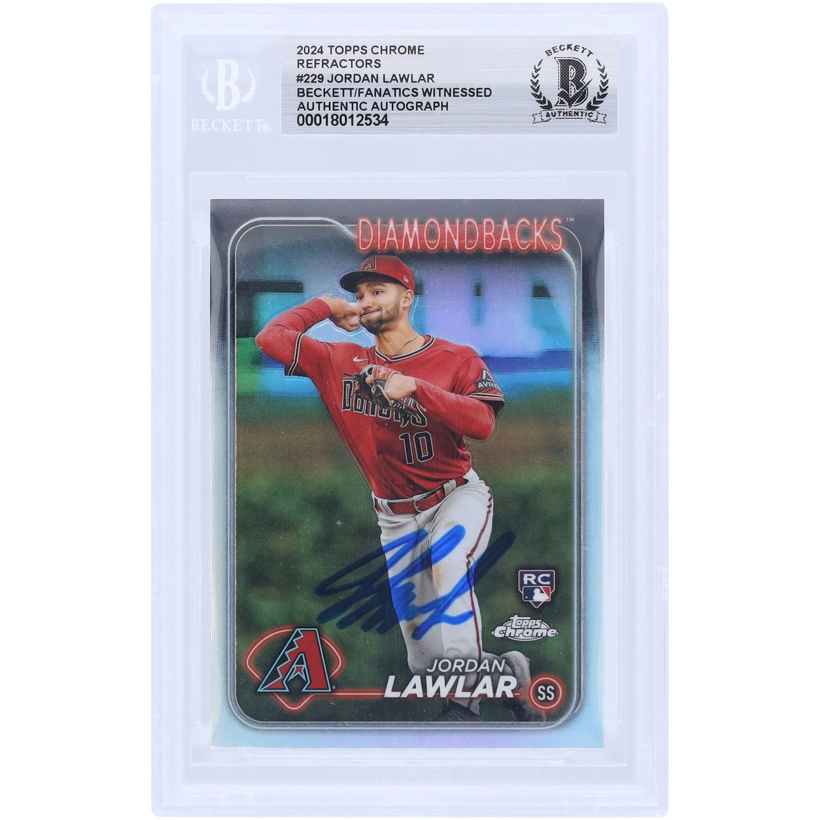 Jordan Lawlar Signed 2024 Topps Chrome Refractor #229 Rookie Card | Authenticated